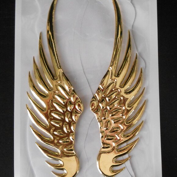 New Pair of Gold Metal Angel Wing Emblems - Picture 9 of 9